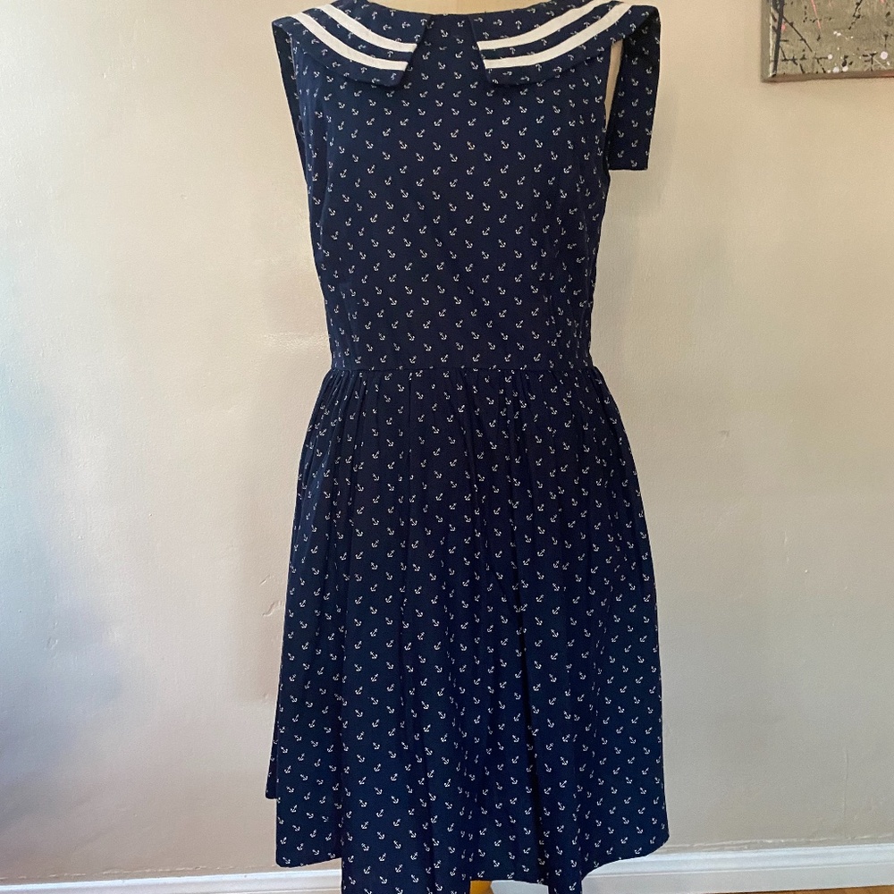 Retro Anvil Print Sailor Dress